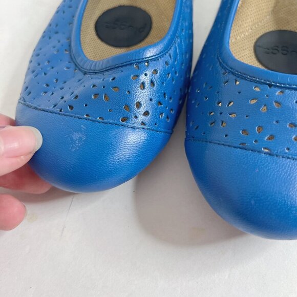 Pluggz Grounding Shoes Earthing Shoes Blue Leather Laser Cut Ballet Flats Size 7 - Picture 8 of 9